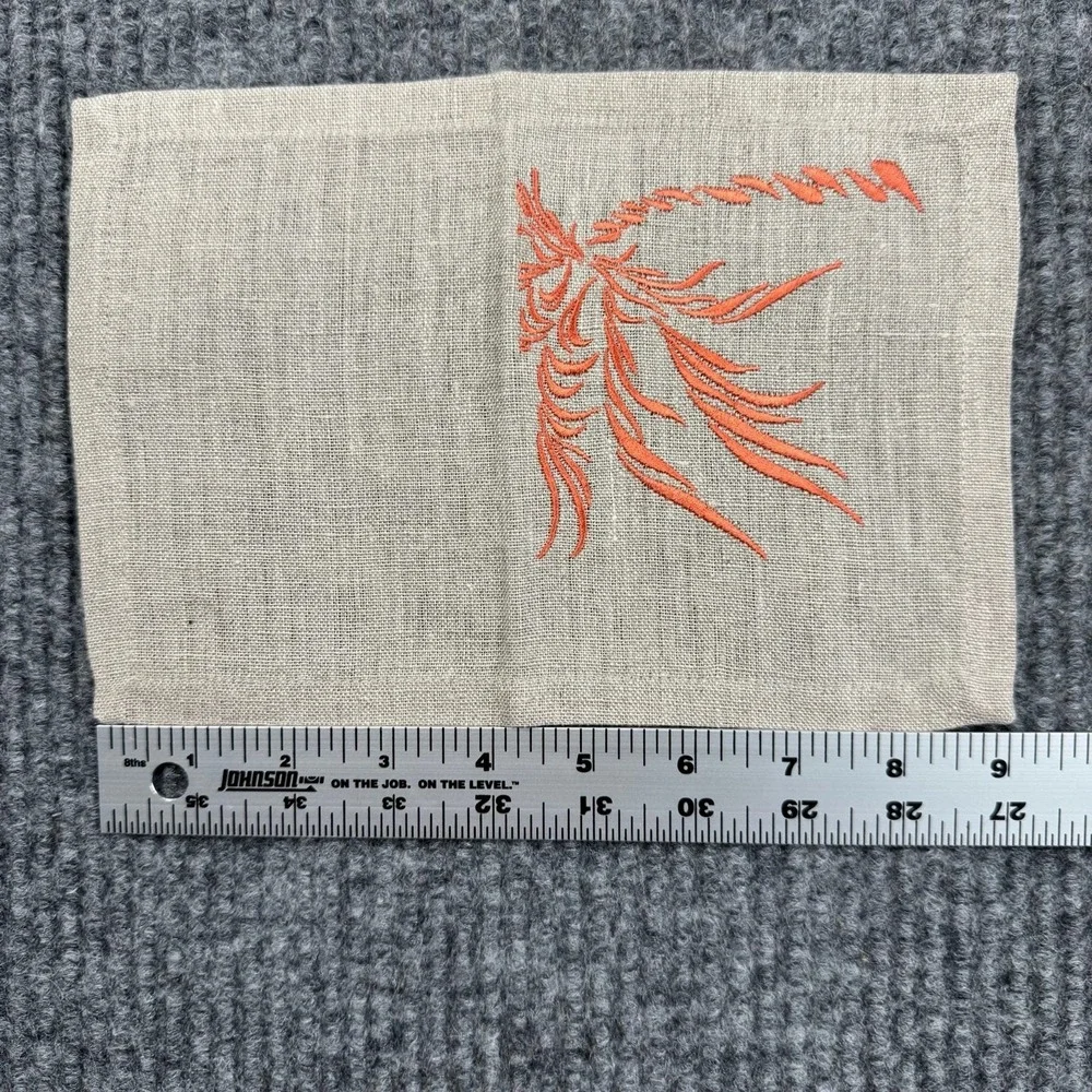 100% Linen Embroidered Table Linens 10 Pieces Abstract Tropical Coastal Hygge